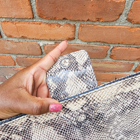 New Judith Ripka Patent Leather Snakeskin Print Clutch